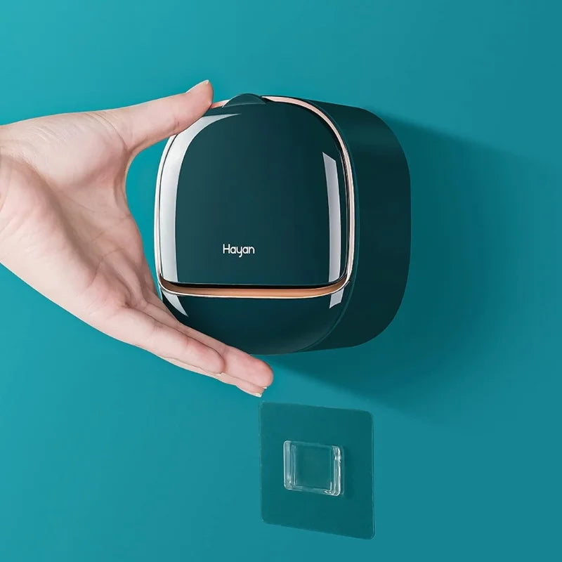 Wall-Mounted Luxury Soap Holder with Lid – Dark Green