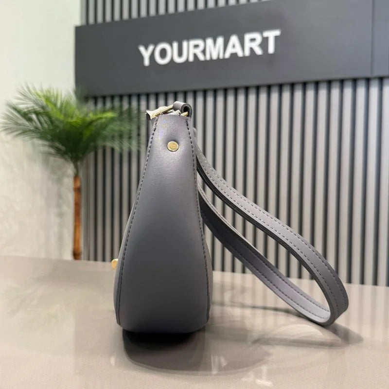 Crescent Luxury Faux Leather Shoulder Bag – Dark Gray